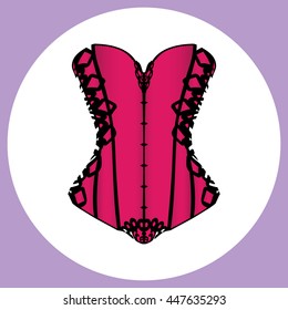 Corset, pink corset with lace, lace corset