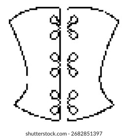 Icono de píxel de corsé, 8 bits. Ilustración vectorial aislada.