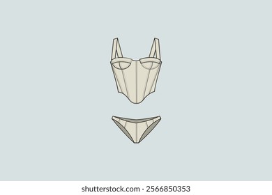 A corset tankini is a type of women's swimwear that combines elements of a traditional tankini (a two-piece swimsuit with a longer top) and a corset-style design.