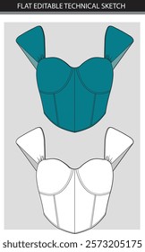 Corset Top women, vector illustration, flat sketch