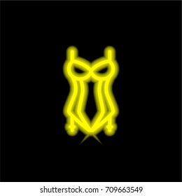 Corset yellow glowing neon ui ux icon. Glowing sign logo vector