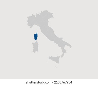 Corsica Highlighted on Italy Map Eps 10