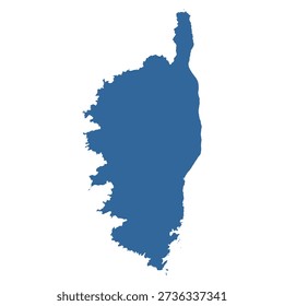 Corsica Island Outline Map Vector, France Mediterranean Island Silhouette