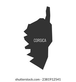 Corsica - map of administrative division, region, of France. Dark grey vector silhouette.