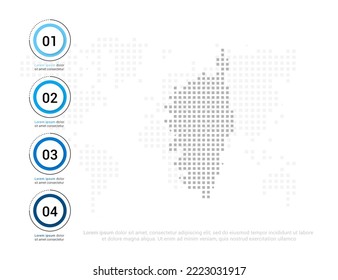 Mapa de puntos grises de Córcega para la presentación. Concepto creativo para infografía.