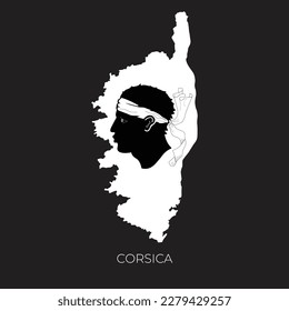 Corsica map and flag. Detailed silhouette vector illustration	