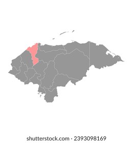 Cortes department map, administrative division of Honduras. Vector illustration.