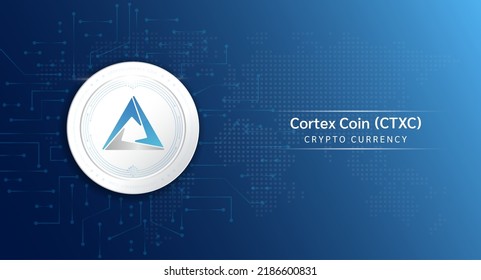 Cortex coin cryptocurrency token symbol. Crypto currency with stock market investment trading. Coin icon on dark background. Economic trends finance concept. 3D Vector illustration.