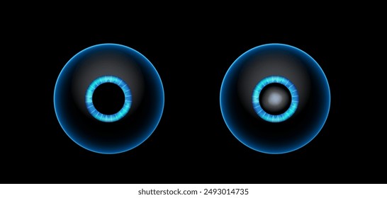 Cortical cataract disease, eye and pupil anatomy. Lens clouding, vision impairment, and potential blindness. Vision problems during aging. Human vision loss concept. Blindness 3D vector illustration