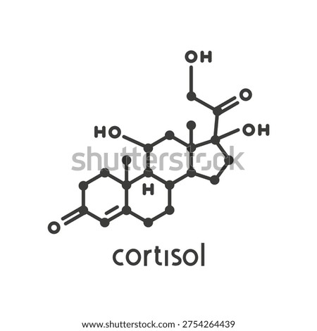 cortisol molecular structure icon, stress hormone, cortisol chemical formula, editable line vector illustration