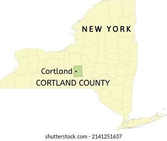 Cortland County And City Of Cortland Location On New York State Map