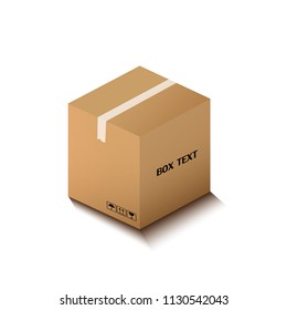 
corton box, postal packing, box on white background, vector illustration