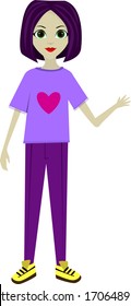 cortoon girl vector purple clothes