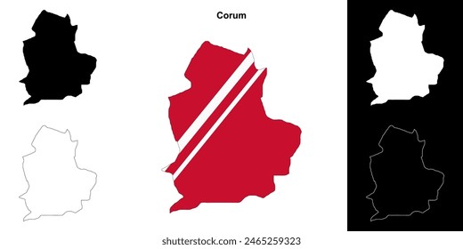 Corum province outline map set