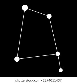Corvus constellation map. Vector illustration.