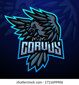 Corvus esport logo mascot design 