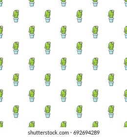 Coryphantha cactus pattern in cartoon style. Seamless pattern vector illustration
