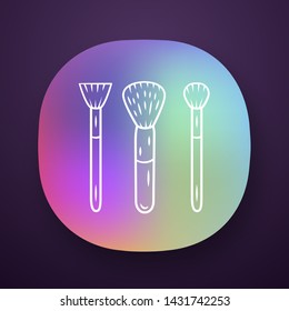 Cosmetic accessories, makeup tools app icons set. Feminine fashion, beautician equipment. UI/UX user interface. Web or mobile applications. Beauty shop products Vector isolated illustrations