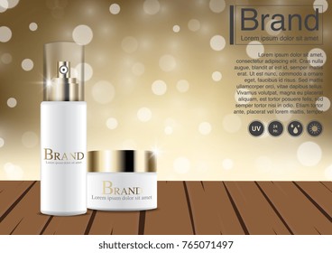 Cosmetic ad concept. Mockup 3D illustration and EPS10 Vector. Use for banner, website, template, leaflet and other design.