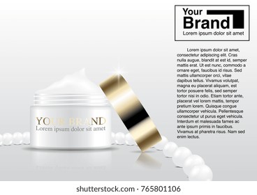 Cosmetic ad concept. Mockup 3D illustration and EPS10 Vector. Use for banner, website, template, leaflet and other design.