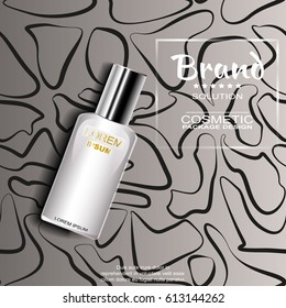 Cosmetic ad template, blank cosmetic layout with a black and white background. Vector illustration.