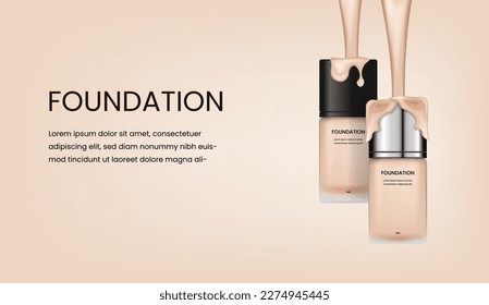 Cosmetic ads. foundation with pouring liquid