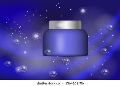 cosmetic ads poster, cream container on abstract background