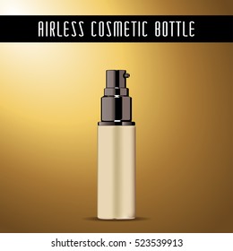 Cosmetic ads template. Airless Cosmetic Bottle. Vector illustration. Liquid Powder.