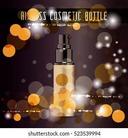 Cosmetic ads template. Airless Cosmetic Bottle. Vector illustration. Liquid Powder.