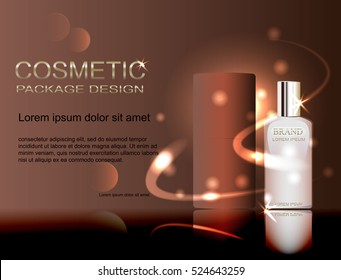 Cosmetic ads template, blank  mockup with sparkling effect.