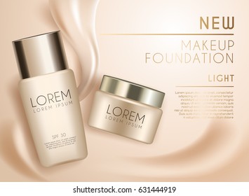 Plantilla de anuncios cosméticos : Fundación Makeup : Ilustración vectorial