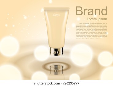 Cosmetic ads template, night cream with bubble light balls