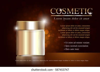 Cosmetic ads template ,sparkling background with glitter polka, vector design.