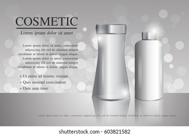 Cosmetic ads template ,sparkling background with glitter polka, vector design.