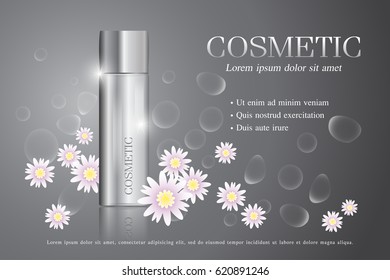 Cosmetic ads template ,sparkling background with glitter polka, vector design.