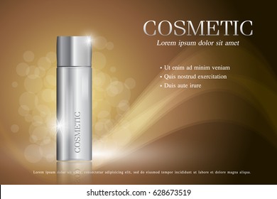 Cosmetic ads template ,sparkling background with glitter polka, vector design.