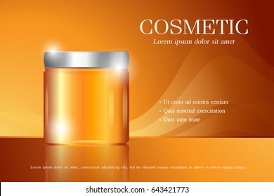 Cosmetic ads template ,sparkling background with glitter polka, vector design.