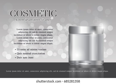 Cosmetic ads template ,sparkling background with glitter polka, vector design.