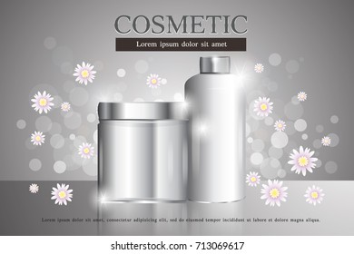 Cosmetic ads template ,sparkling background with glitter polka, vector design.