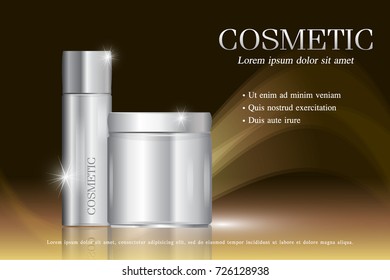 Cosmetic ads template ,sparkling background with glitter polka, vector design.