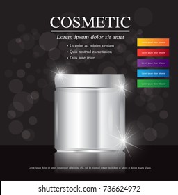 Cosmetic ads template ,sparkling background with glitter polka, vector design.