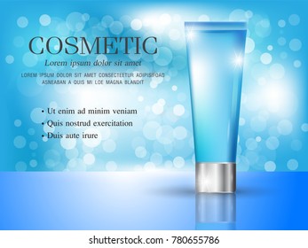 Cosmetic ads template ,sparkling background with glitter polka, vector design 