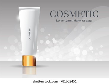 Cosmetic ads template ,sparkling background with glitter polka, vector design