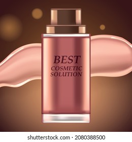 Cosmetic Advertisement. Tube with a cream foundation for Face Care. Vector illustration