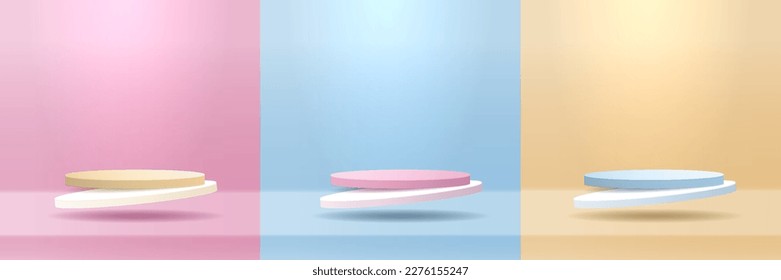 Cosmetic background and set premium podium display for product presentation branding and packaging presentation. studio stage with shadow of background. vector design.