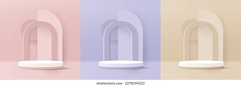 Cosmetic background and set premium podium display for product presentation branding and packaging presentation. studio stage with shadow of background. vector design. - Shutterstock ID 2278194223