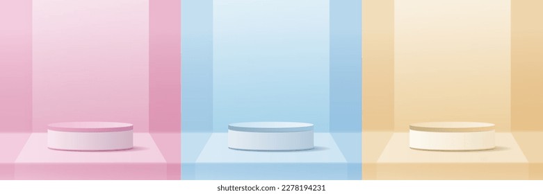 Cosmetic background and set premium podium display for product presentation branding and packaging presentation. studio stage with shadow of background. vector design.