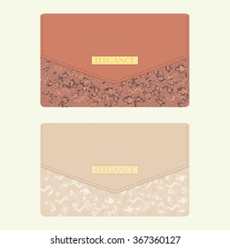 Cosmetic bag  in beige and brown colors with golden decoration