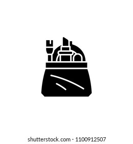 Cosmetic bag black icon concept. Cosmetic bag flat  vector symbol, sign, illustration.