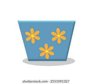 the cosmetic bag is blue on a white background